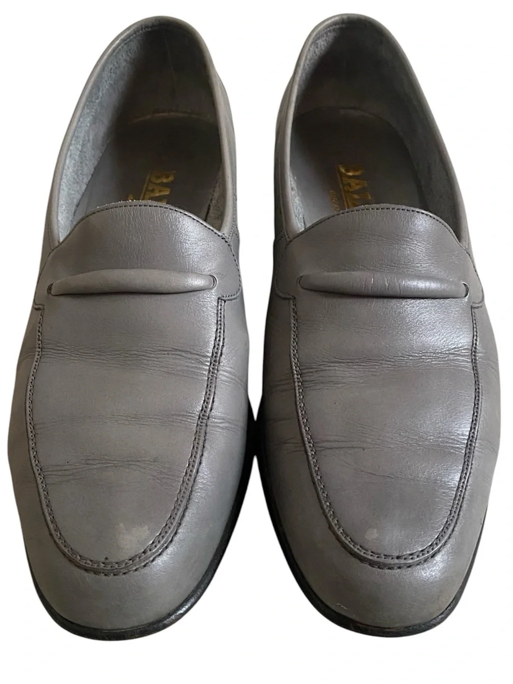 Bally men’s Loma gray leather loafers Made in Switzerland